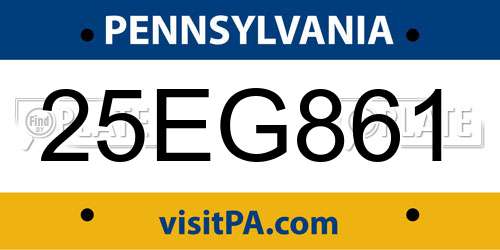 25EG861 Pennsylvania License Plate