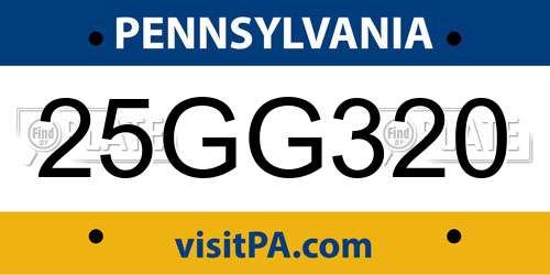 25GG320 Pennsylvania License Plate
