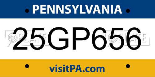 25GP656 Pennsylvania License Plate