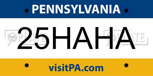 25HAHA Pennsylvania License Plate