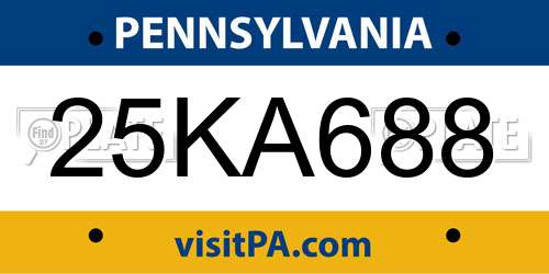 25KA688 Pennsylvania License Plate