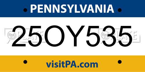 25OY535 Pennsylvania License Plate