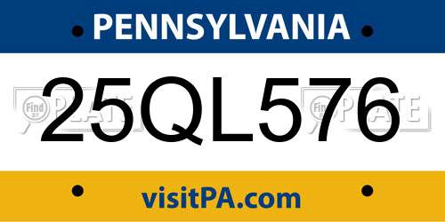 25QL576 Pennsylvania License Plate