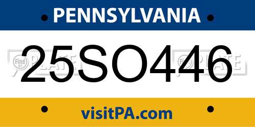 25SO446 Pennsylvania License Plate