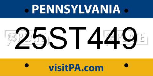 25ST449 Pennsylvania License Plate