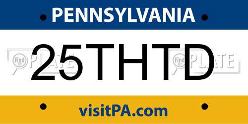 25THTD Pennsylvania License Plate