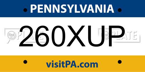260XUP Pennsylvania License Plate