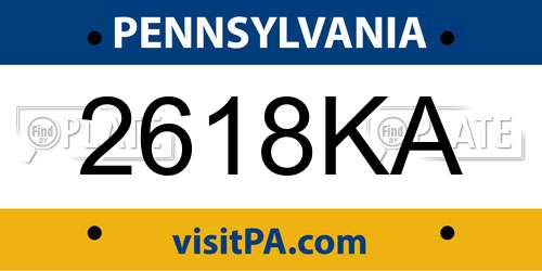 2618KA Pennsylvania License Plate