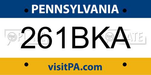 261BKA Pennsylvania License Plate