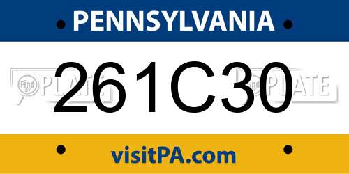 261C30 Pennsylvania License Plate