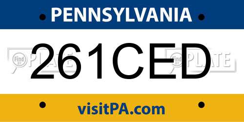 261CED Pennsylvania License Plate