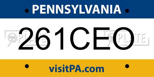 261CEO Pennsylvania License Plate