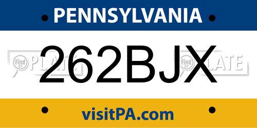 262BJX Pennsylvania License Plate
