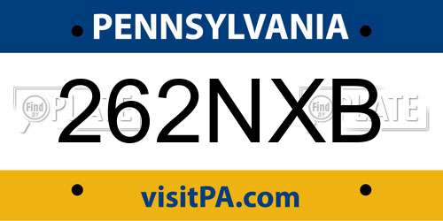 262NXB Pennsylvania License Plate