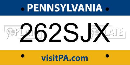 262SJX Pennsylvania License Plate