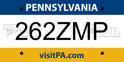 262ZMP Pennsylvania License Plate