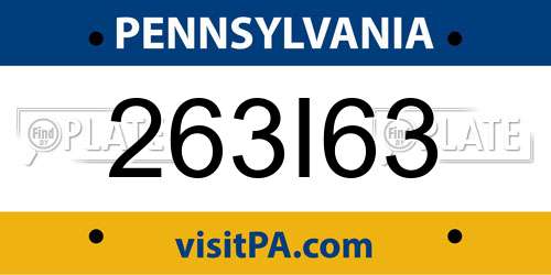 263I63 Pennsylvania License Plate