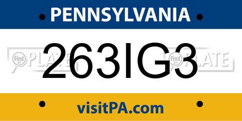 263IG3 Pennsylvania License Plate
