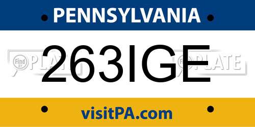 263IGE Pennsylvania License Plate