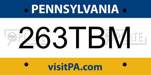 263TBM Pennsylvania License Plate