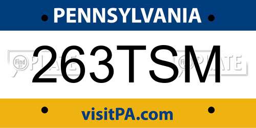 263TSM Pennsylvania License Plate