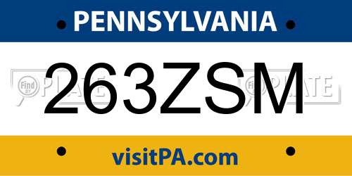 263ZSM Pennsylvania License Plate