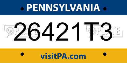 26421T3 Pennsylvania License Plate