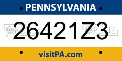 26421Z3 Pennsylvania License Plate