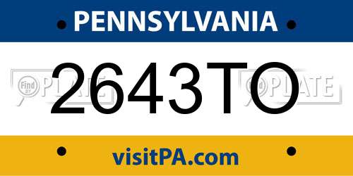 2643TO Pennsylvania License Plate