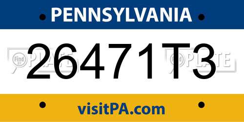 26471T3 Pennsylvania License Plate