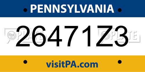 26471Z3 Pennsylvania License Plate