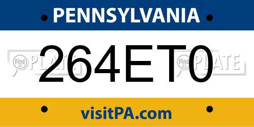 264ET0 Pennsylvania License Plate