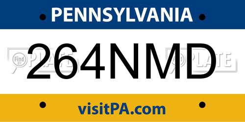 264NMD Pennsylvania License Plate