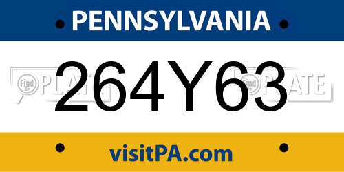 264Y63 Pennsylvania License Plate