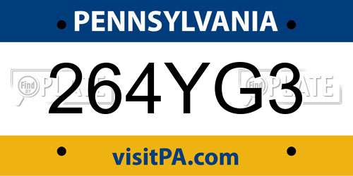 264YG3 Pennsylvania License Plate