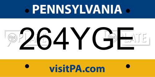 264YGE Pennsylvania License Plate