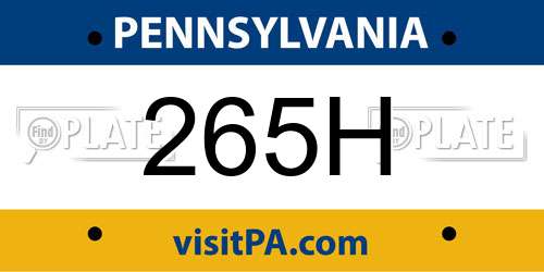 265H Pennsylvania License Plate
