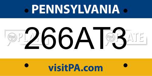 266AT3 Pennsylvania License Plate