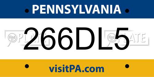 266DL5 Pennsylvania License Plate