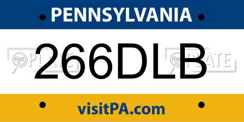 266DLB Pennsylvania License Plate
