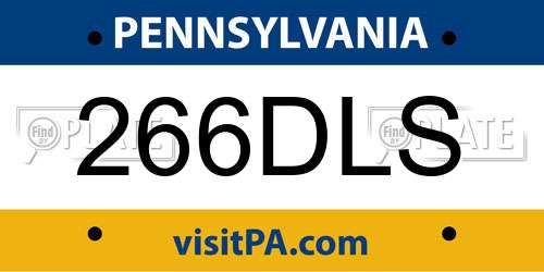 266DLS Pennsylvania License Plate