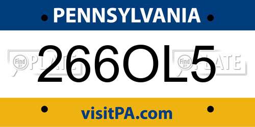 266OL5 Pennsylvania License Plate