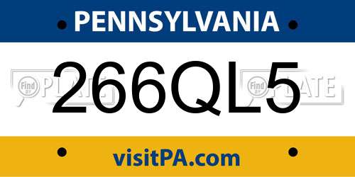 266QL5 Pennsylvania License Plate