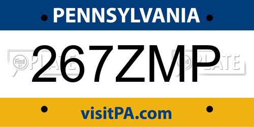 267ZMP Pennsylvania License Plate