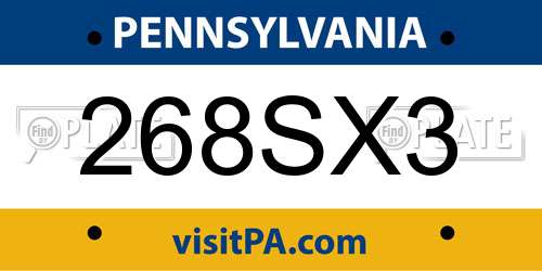 268SX3 Pennsylvania License Plate