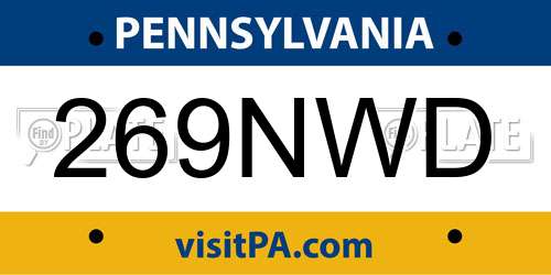 269NWD Pennsylvania License Plate
