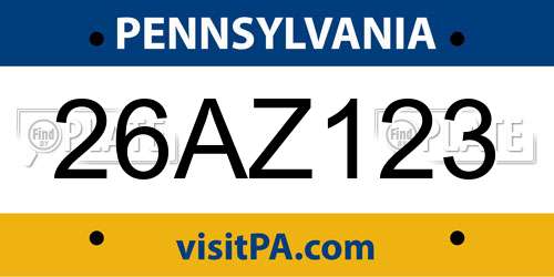 26AZ123 Pennsylvania License Plate