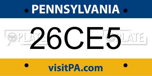 26CE5 Pennsylvania License Plate