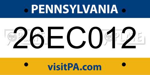 26EC012 Pennsylvania License Plate