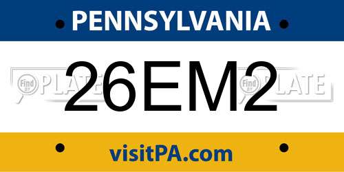 26EM2 Pennsylvania License Plate